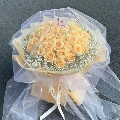 南京52朵香槟玫瑰满天星，你就是我的全部