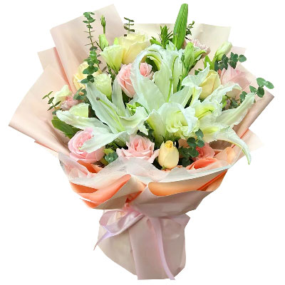南京10朵玫瑰百合混搭，爱是难忘时刻