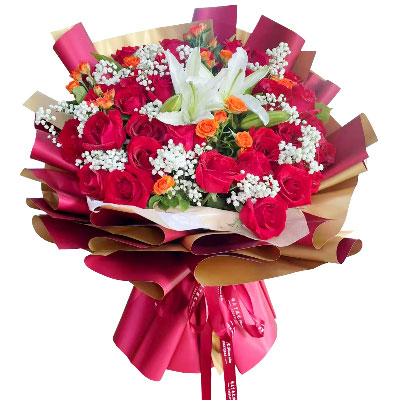 南京33朵红玫瑰百合，爱如同花般绽放